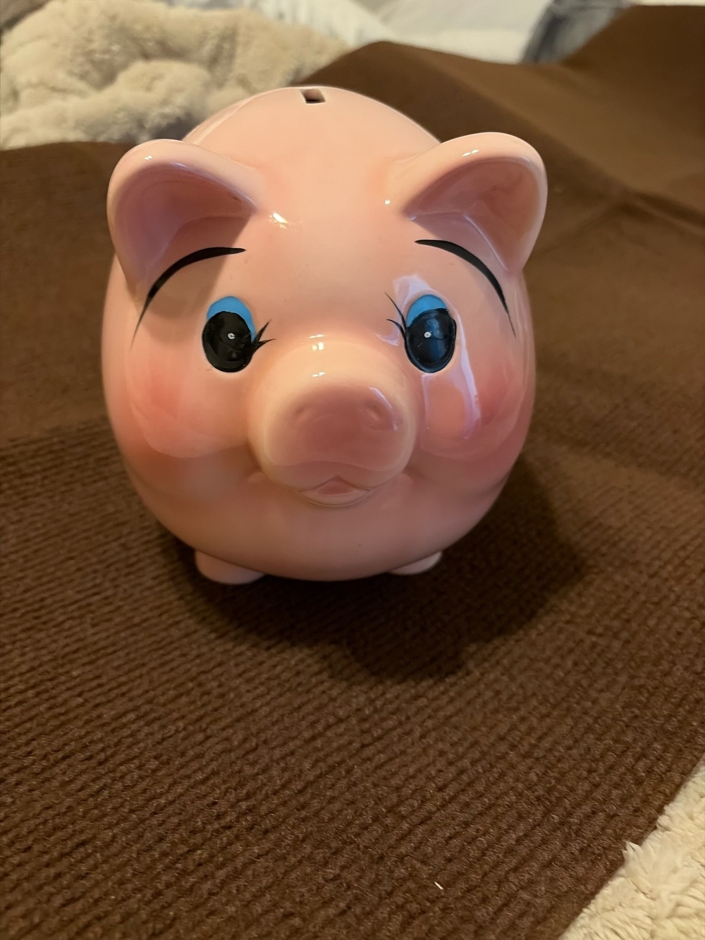 Pink Ceramic Piggy Bank - Cute Vintage Style